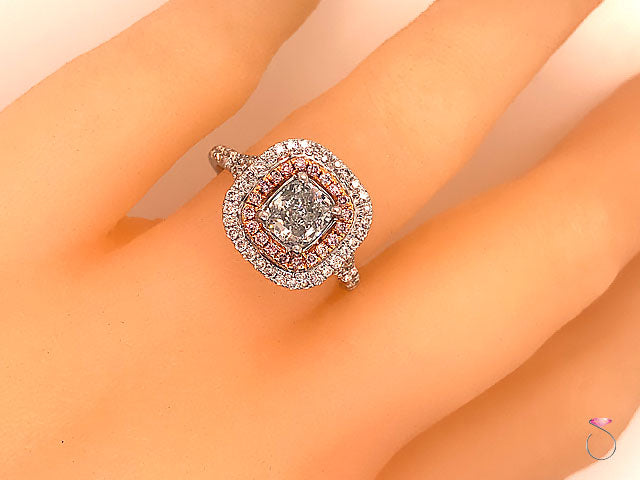 Natural Fancy Green & Pink Diamond Ring