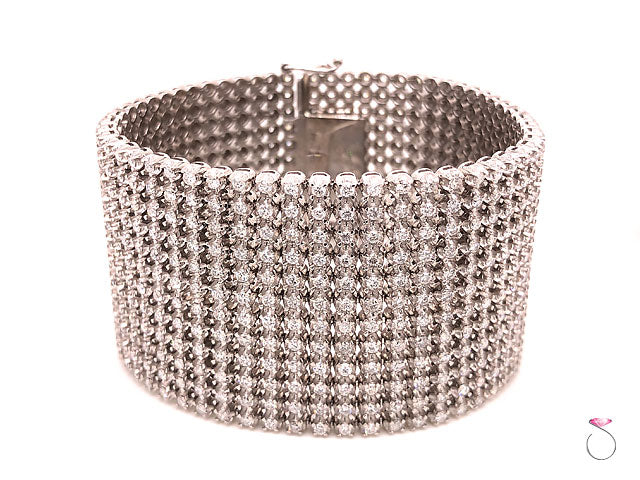 Wide 12 Row Diamond Bracelet, 20 Carats