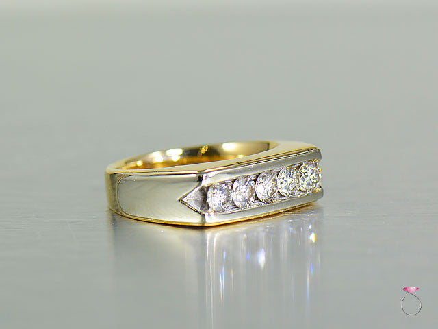 Diamond Wedding Rings,Channel Set 5 Diamonds 1.06 carat Men Ring in 14K Gold - men diamond wedding rings