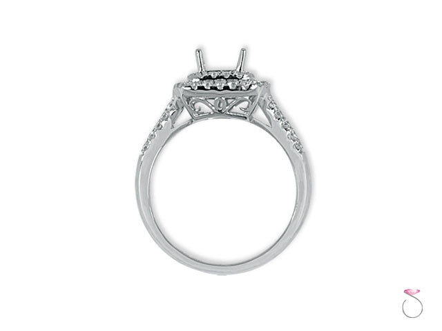 Double halo engagement ring with 0.53 carat diamonds