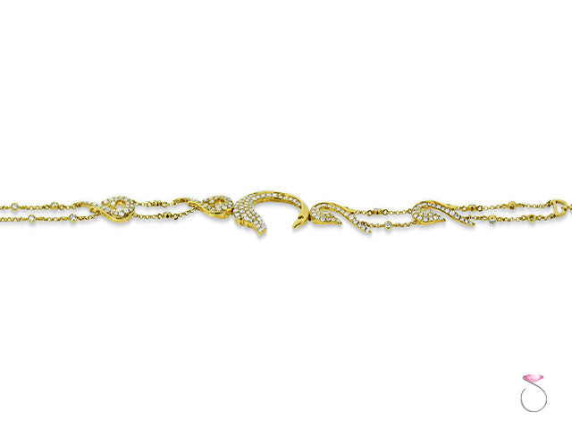 1.69ct Diamond Dolphin Bracelet in 18K Yellow Gold