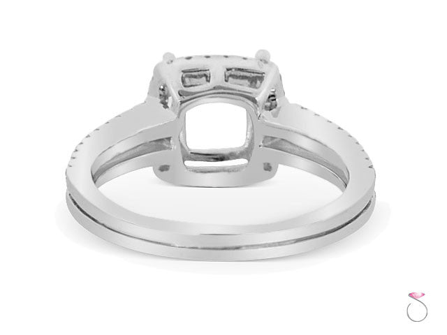 18K white gold split shank engagement ring