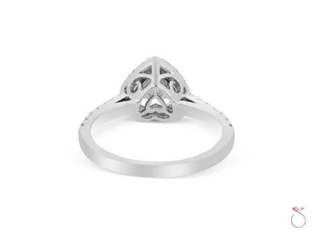 Heart shape diamond halo ring in 18K White gold 1.01 carats