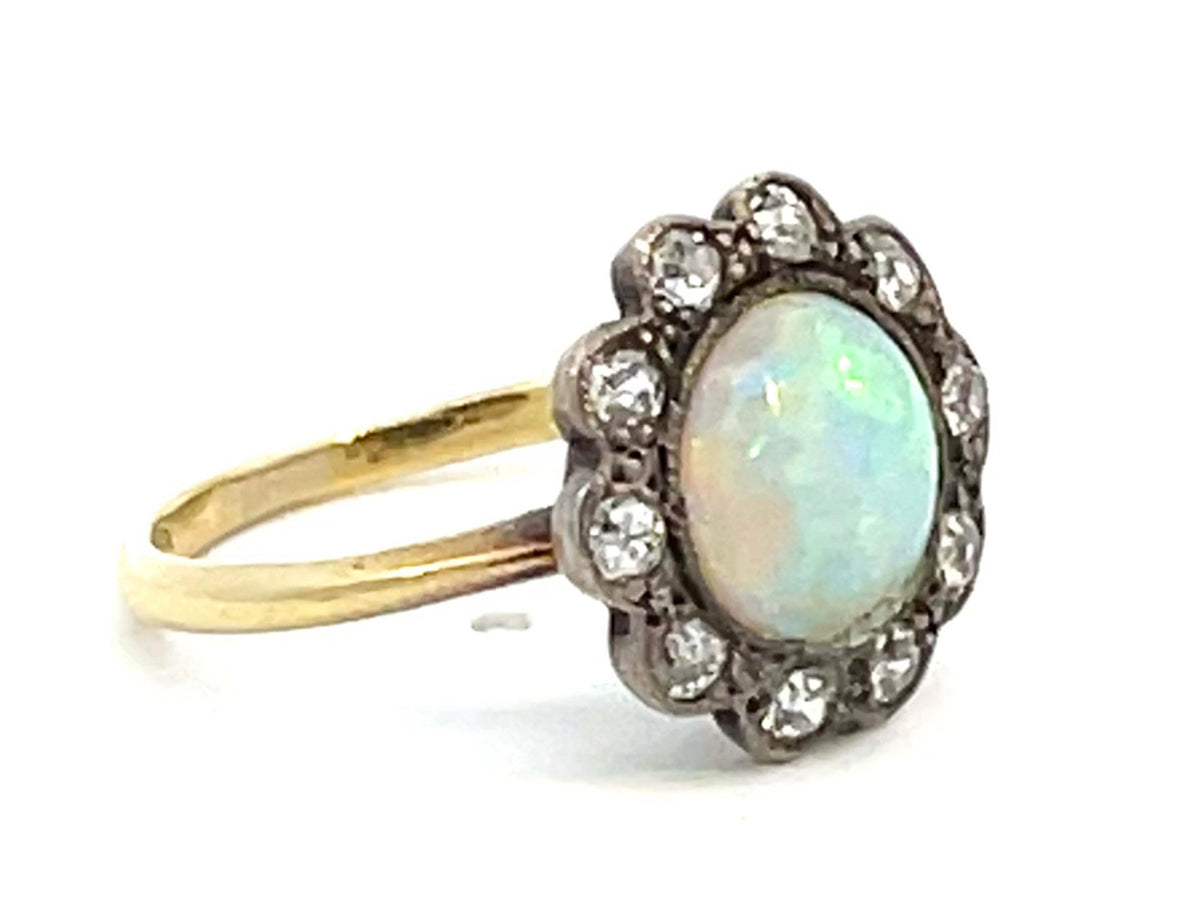 An antique opal and diamond ring