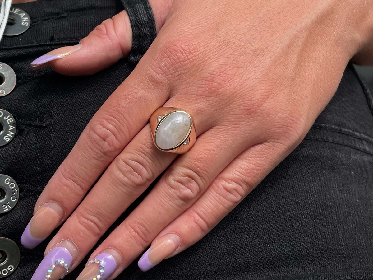 Shop Men's White Jade Diamond Ring Solitaire Jewelers SOLITAIRE