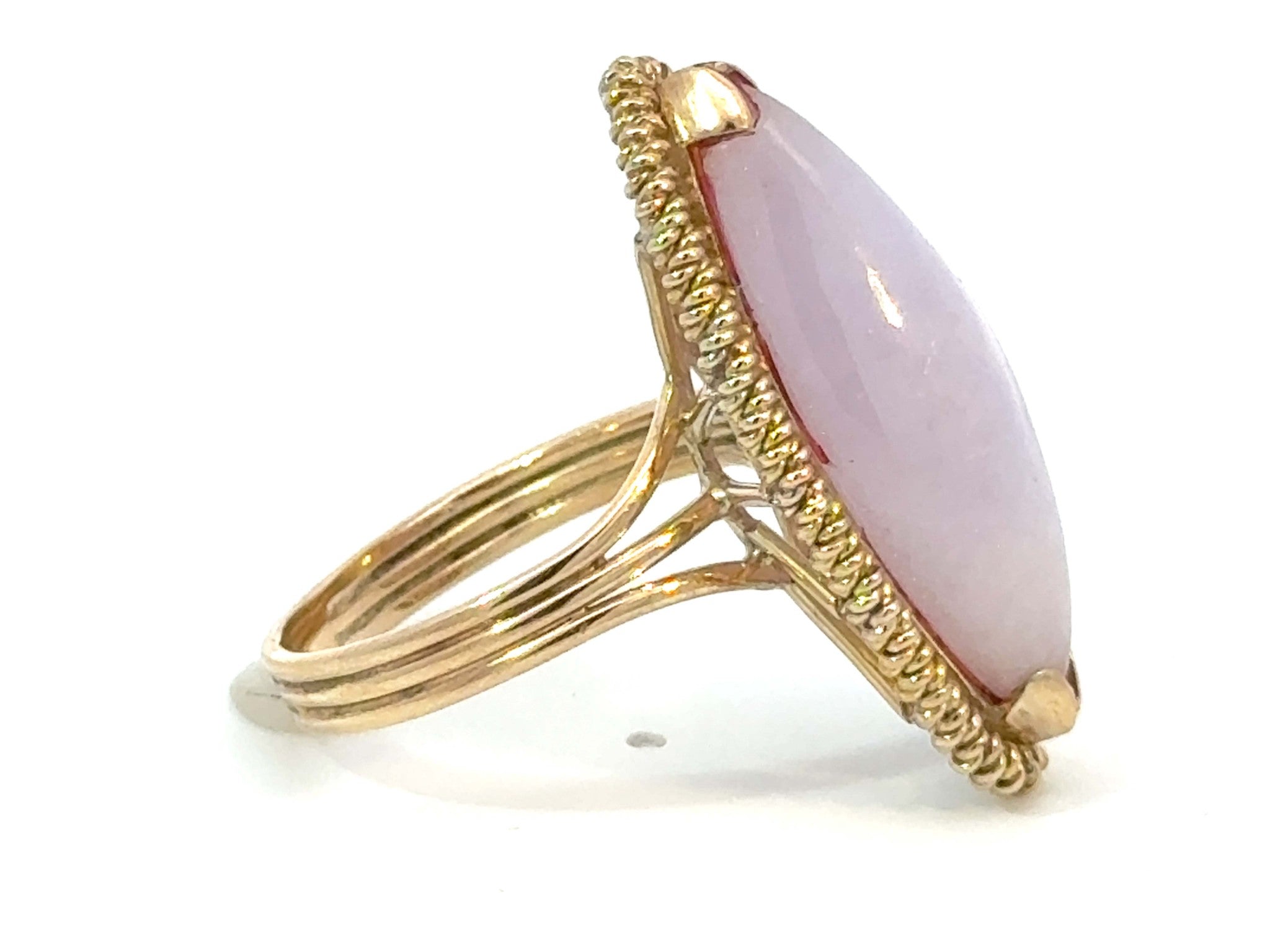 Marquise Lavender Jade Ring 14K Yellow Gold