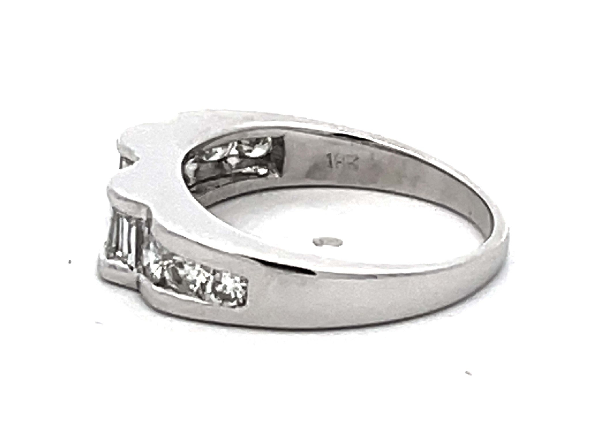 Baguette and Brilliant Diamond Band Ring 18k White Gold
