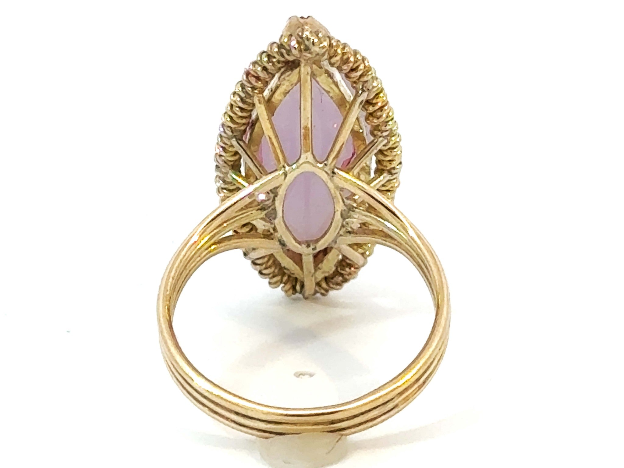 Marquise Lavender Jade Ring 14K Yellow Gold