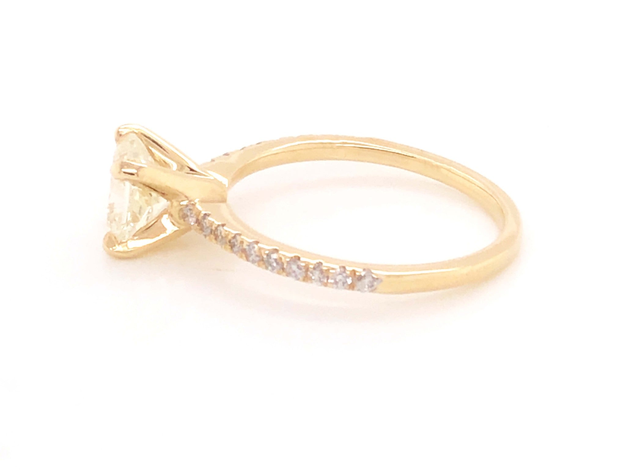 Radiant Cut 1.23 Carat Center Stone Diamond Engagement Ring - 14k Yellow Gold