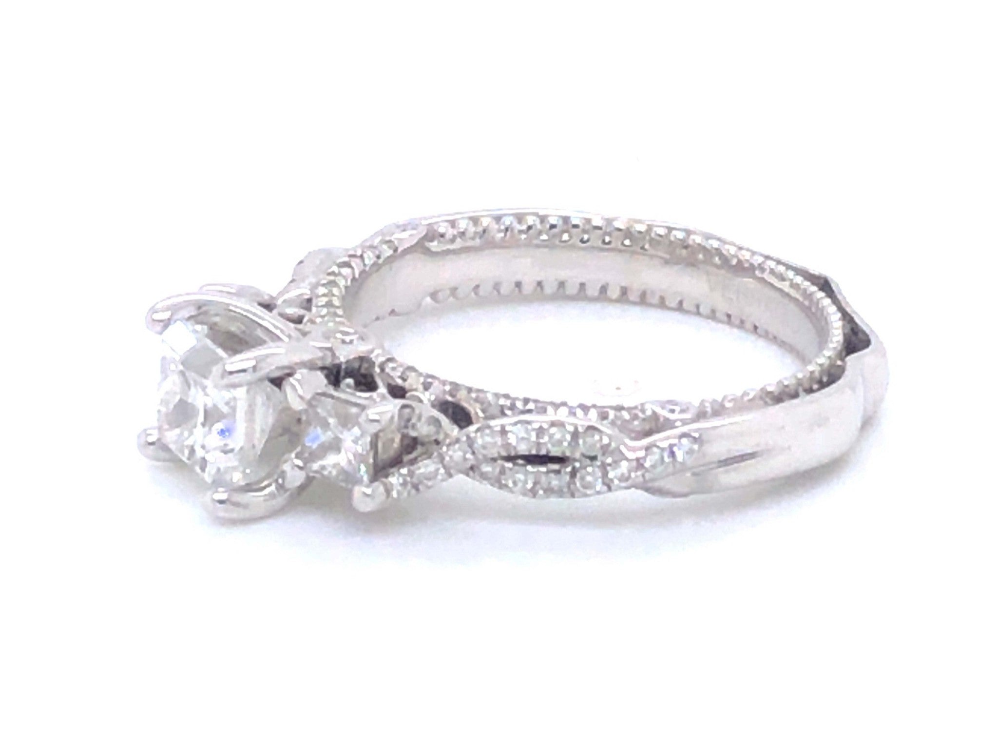 Verragio Princess Cut Diamond Engagement Ring Set in 14K White Gold