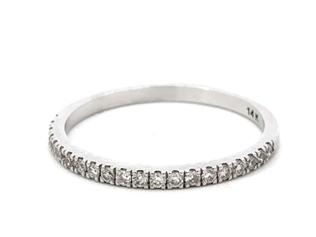 Bague En Or Blanc 14K Sertie De Diamants - Alliance/anniversaire, Taille Ajustable, Neuve