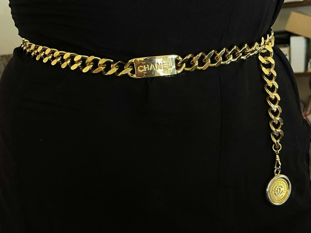 CHANEL Vintage Medallion Coin Chain Belt Solitaire Jewelers