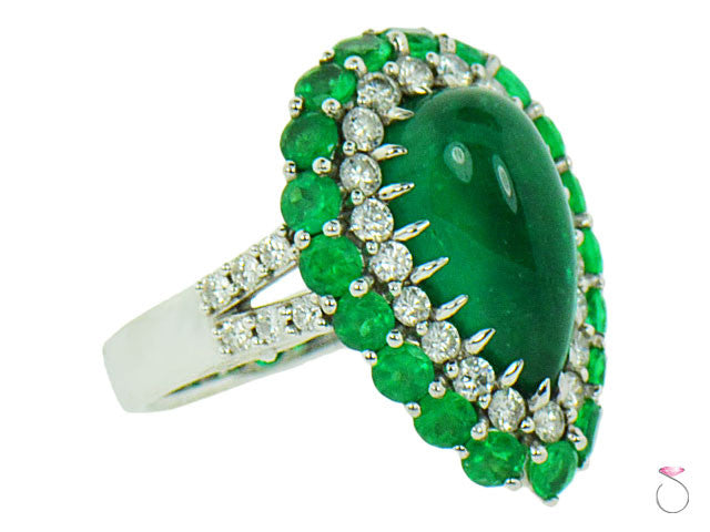 Colombian Emerald Diamond Pear cut ring hawaii online sale