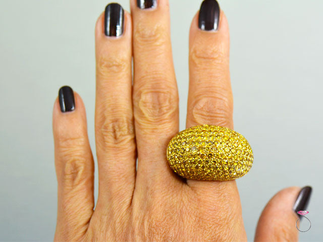 Yellow Vivid Diamond 12 Carat Eternity XL Dome Ring in 18k yellow gold