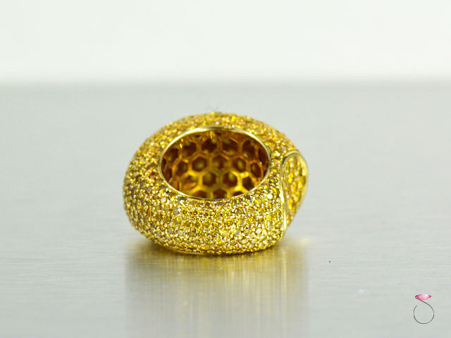 Nice 12 carat Yellow Diamonds 18 K yellow gold Dome Ring