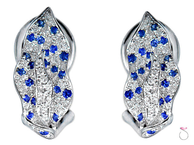1.02ct Diamond Sapphire Earrings Leaf Hawaii