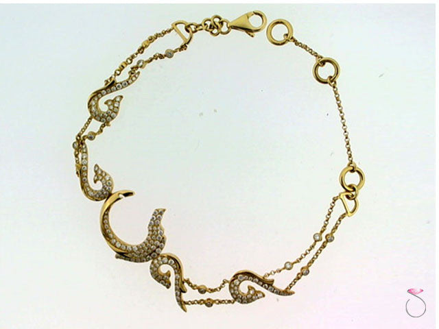 1.69ct Diamond Dolphin Bracelet in 18K Yellow Gold