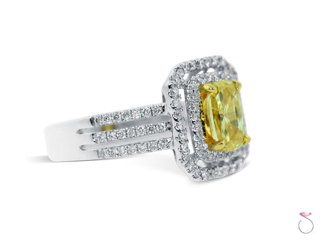 Cushion cut Yellow Diamond Engagement Ring Hawaii
