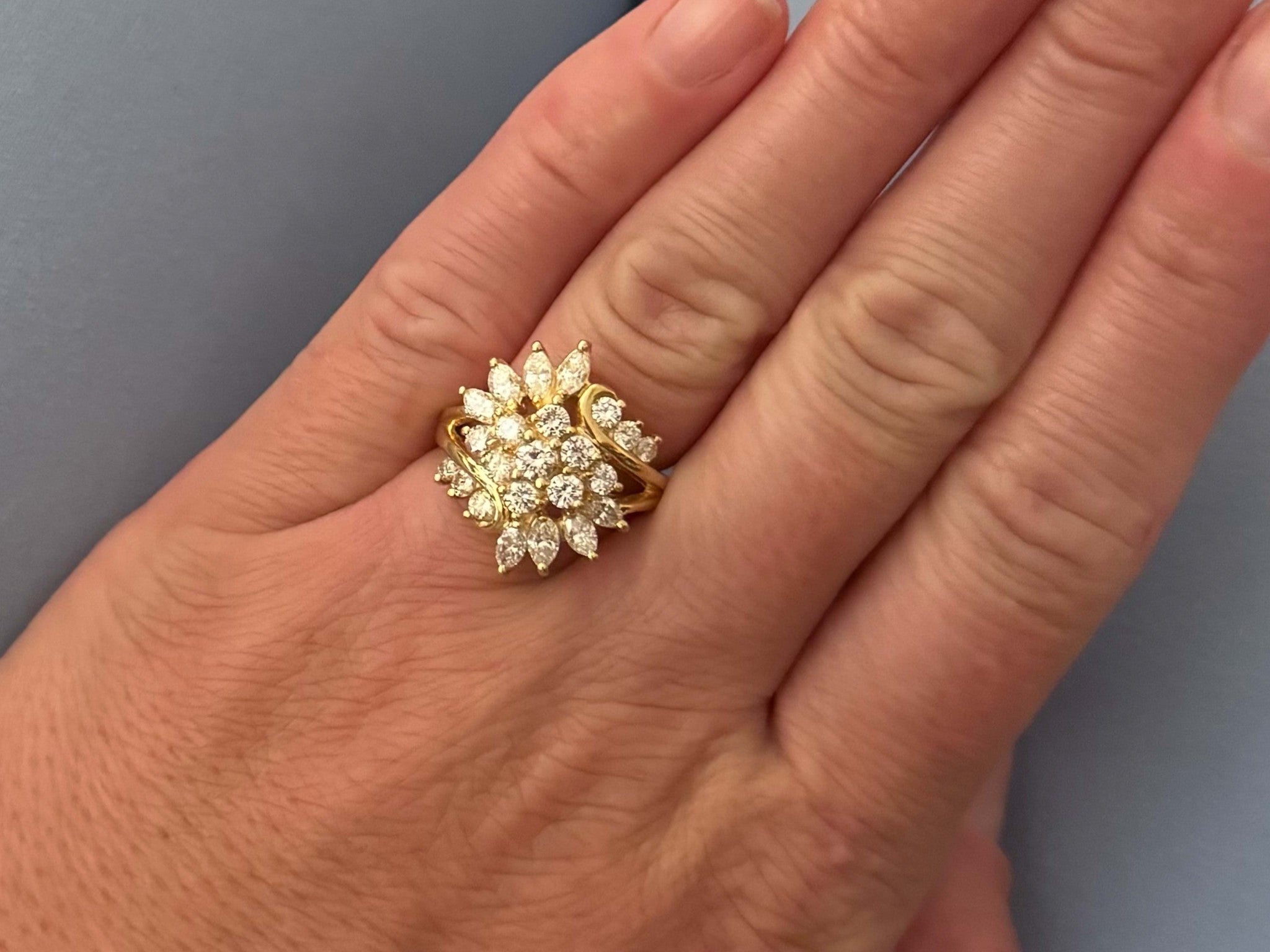 Large Cluster Rings Tjc Multi-Diamond Large Cluster Ring 14K Yellow Gold | Solitaire Jewelers ...