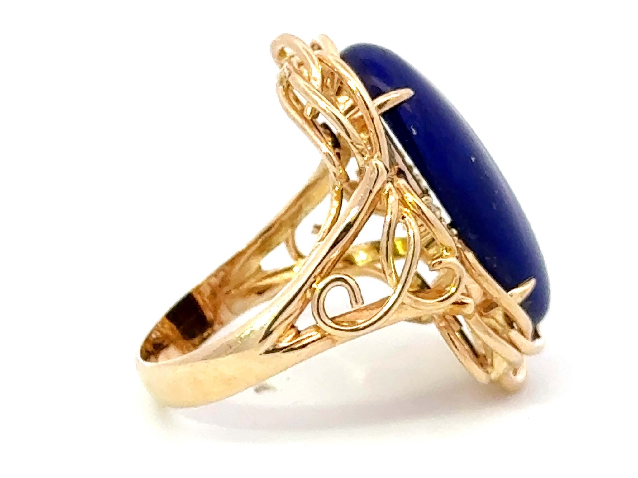 ☆ラピスラズリ ロザリオ☆ ~Lapis Lazuli~ Gold ver. Vintage Lapis Lazuli Cabochon and 18k Gold Ring – Marika Gems