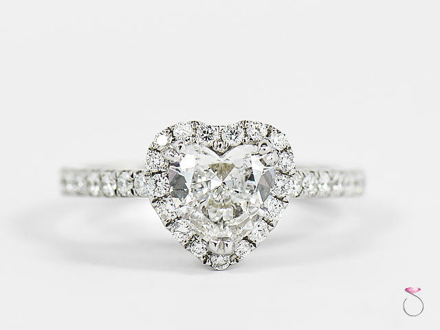 Heart Shaped Diamond Halo Engagement Ring