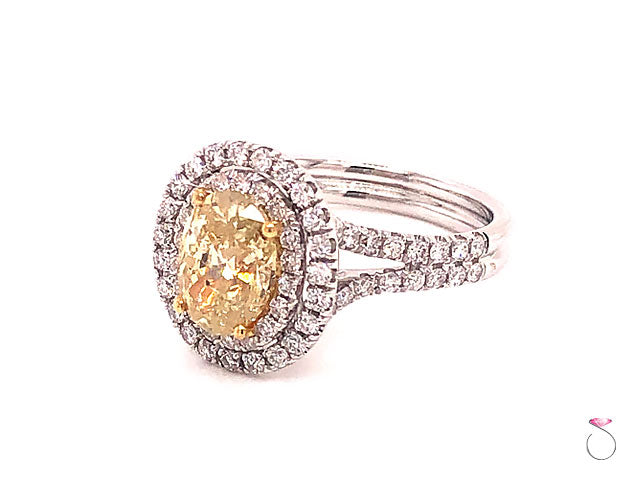 Fancy Yellow Oval Diamond Halo Ring