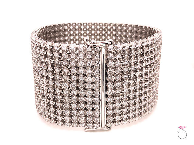 Wide 12 Row Diamond Bracelet, 20 Carats