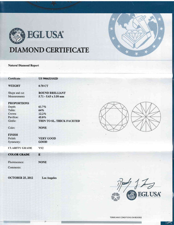 Round Cut Diamond GIA Certified online sale Hawaii