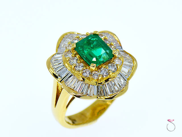 2.56 Carat Colombian Emerald & Diamond Ballerina Ring