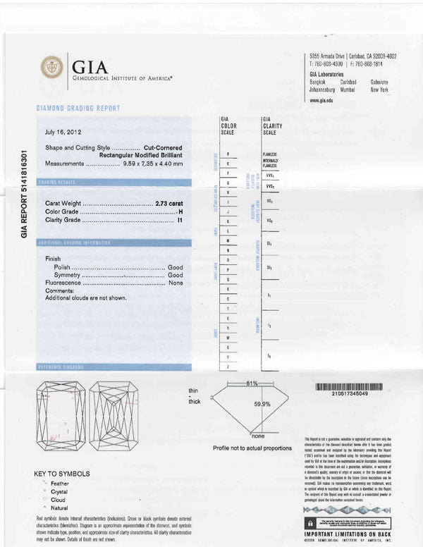 Buy GIA Certified 2.73ct H-I1 Emerald Crisscut Loose Diamond ...
