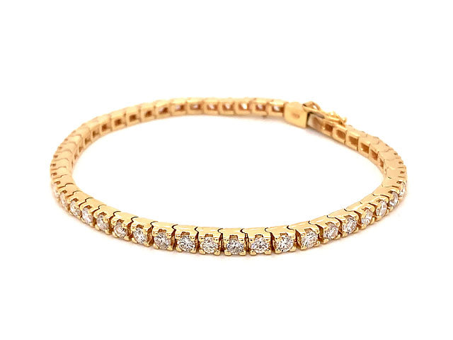 4.00 Carat Diamond Tennis Bracelet 14K Yellow Gold Round Diamonds F-G, SI1 6.75"
