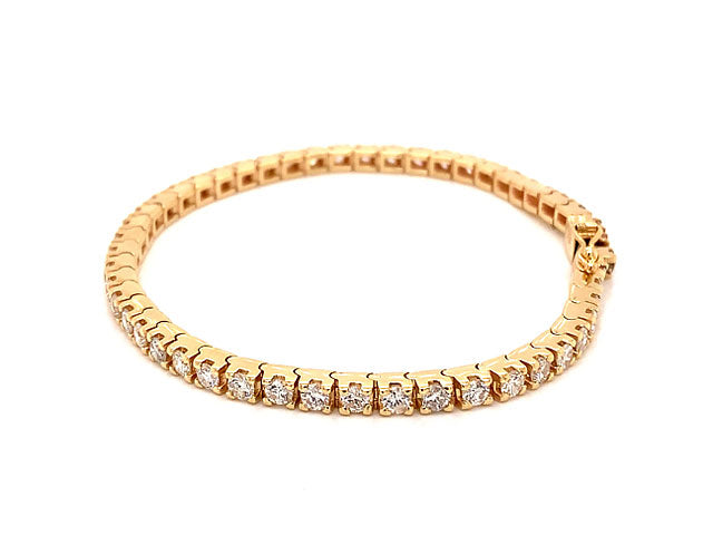 4.00 Carat Diamond Tennis Bracelet 14K Yellow Gold Round Diamonds F-G, SI1 6.75"