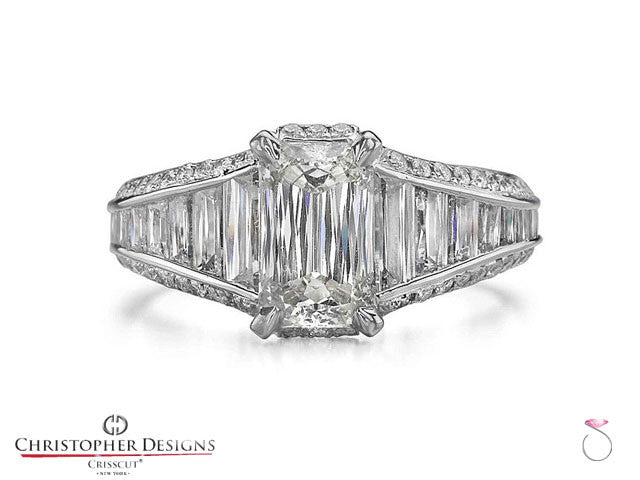 Christopher Designs Crisscut Emerald Diamond Ring 4.20ctw in Platinum