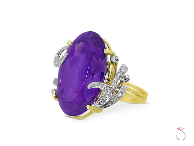 25ct Amethyst Victorian ring in 18K gold and Platinum