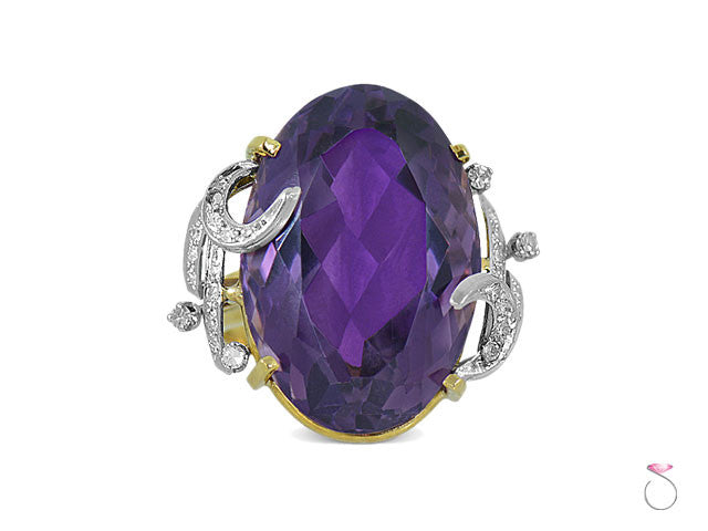 25ct Amethyst Victorian ring in 18K and Platinum