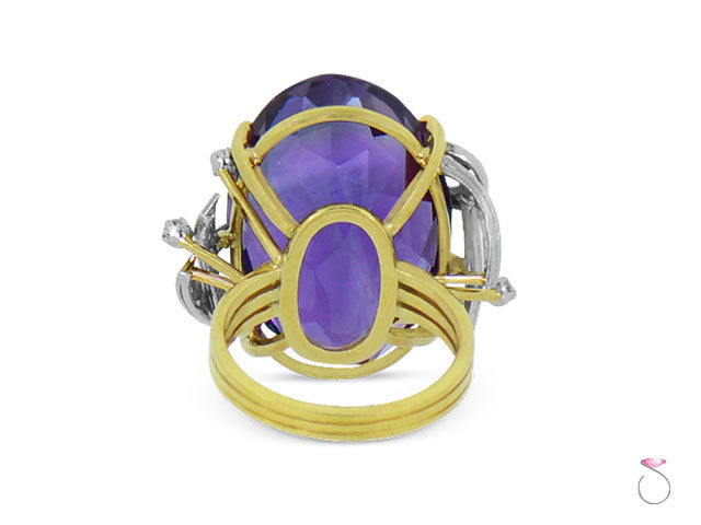 25ct Amethyst Victorian Estate ring in 18K and Platinum
