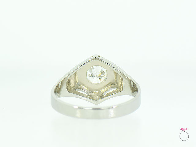 Vintage Art Deco Solitaire Diamond Engagement Ring, 18K White Gold
