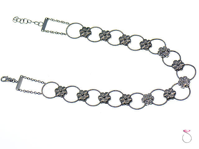 Diamond Flower Design Choker Necklace 18k Gold, 0.70 ctw. By Assor Gioielli
