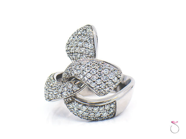 Diamond Ribbon Cocktail Ring 2.47 ct. G, VS in 18K White Gold By Assor Gioielli