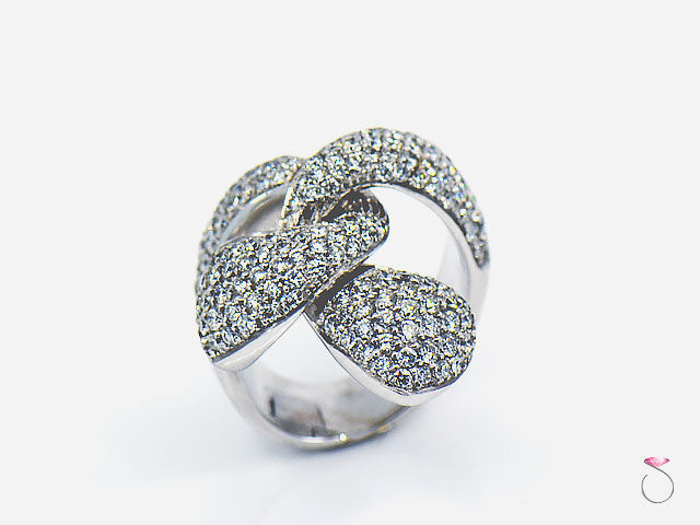 Diamond Ribbon Cocktail Ring 2.47 ct. G, VS in 18K White Gold By Assor Gioielli