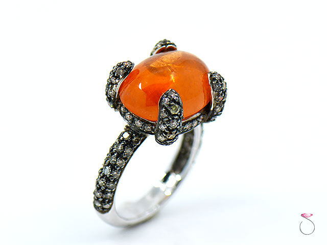 12.55 ct. Fire Opal & Pave' Diamond Designer Ring in 18K Gold By Assor Gioielli