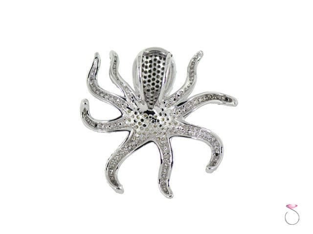 Black White Yellow Diamond Octopus Pendant in 18K Gold
