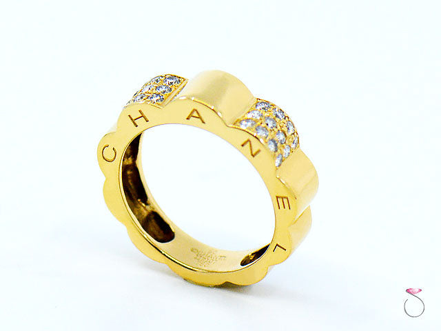 CHANEL 18K White Gold Diamond Fil de Camelia Ring 54 6.75 942766
