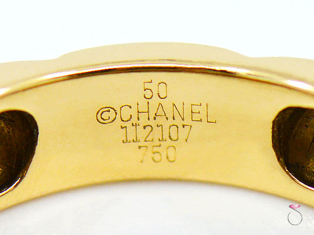 CHANEL Profil De Camellia Diamond 18K Gold Ring Size 50 US Size 5.50