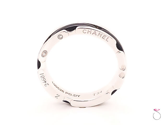 CHANEL Ultra Ring 18K White Gold and Black Ceramic Size 54 US Size 7