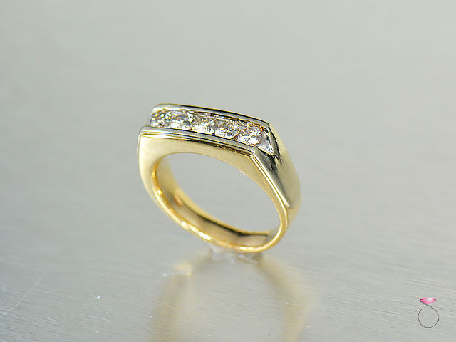 Diamond Wedding Rings,Channel Set 5 Diamonds 1.06 carat Men Ring in 14K Gold - Men wedding rings