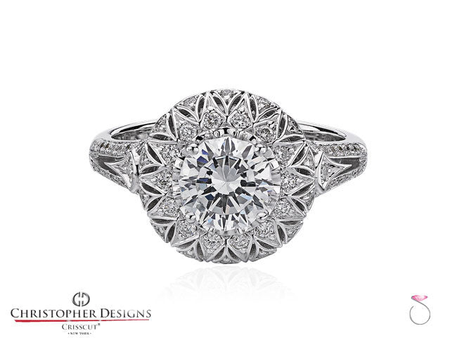 Christopher Designs Fancy Halo Diamond Engagement Ring Style: G66R-RD050
