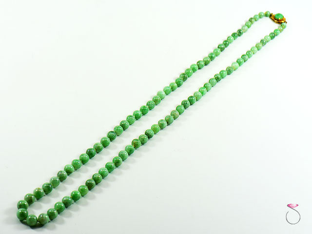 thumbnail interactive-video image 1 of 22 Inch Natural Green Jade Bead Necklace – 10mm Round Strand JN1821 1 of 5