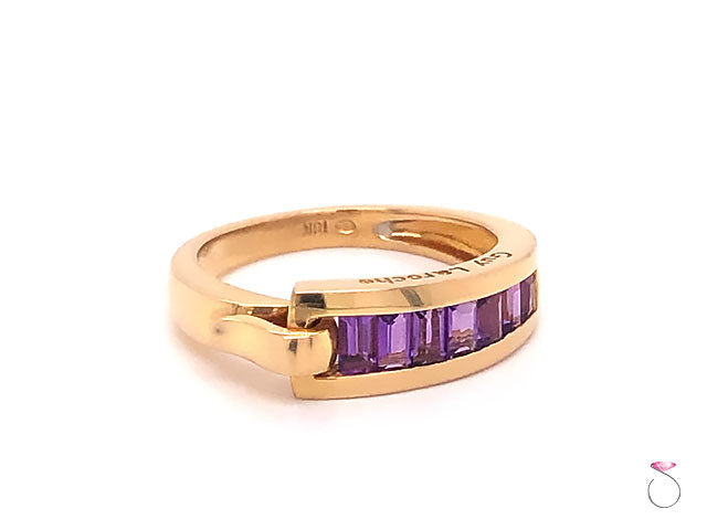 Guy Laroche Amethyst Band Ring,18K Yellow Gold Designer Ring