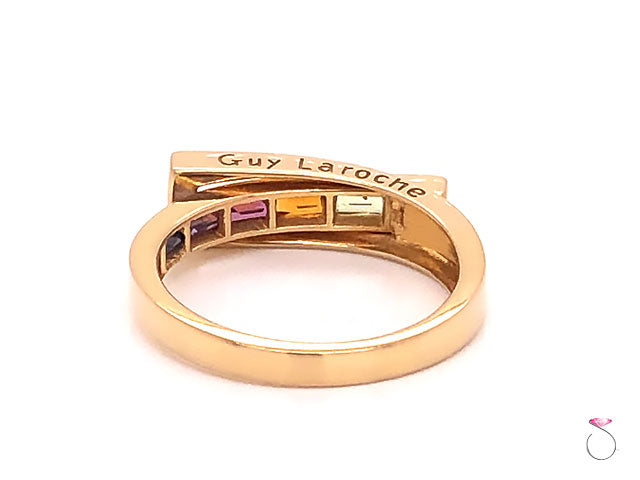 Guy Laroche MultiGemstone Rainbow Band Ring,18K Yellow Gold